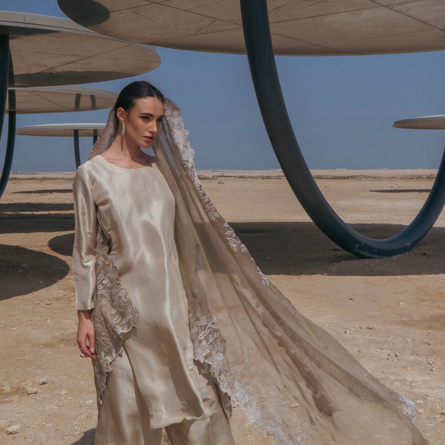 Sand Raw Silk Set