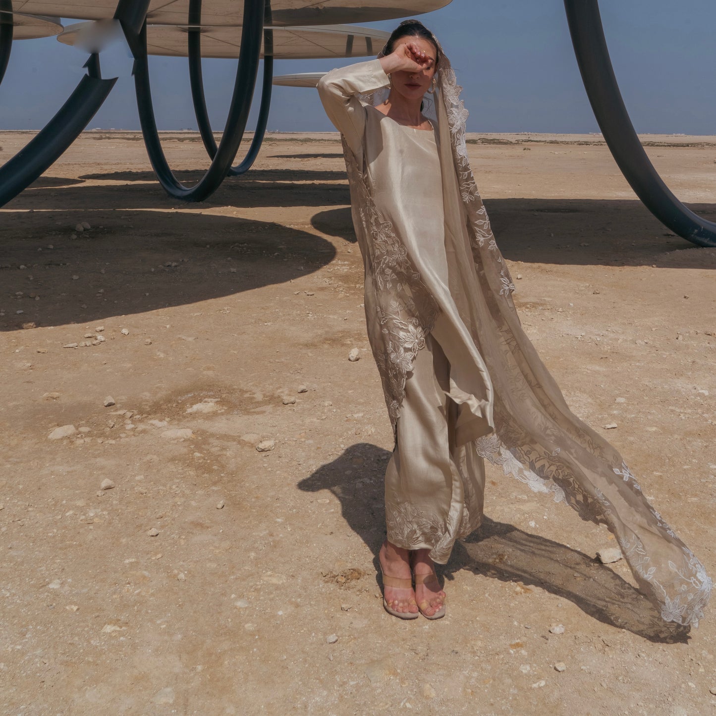 Sand Raw Silk Set