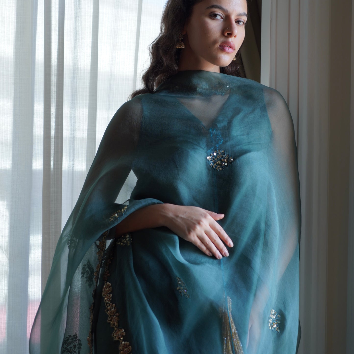 Teal Raw Silk Set